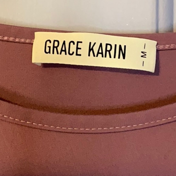 Grace Karin Mauve Tie-Front Cap Sleeve Blouse ~ Dusty Rose~Size Medium - Picture 12 of 16